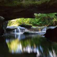 background blur cascade cave